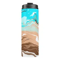 Tan to Blue Ombre Fluid Art   Thermal Tumbler