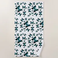 Aqua  Elegant Whimsical  Butterfly Beach Towel