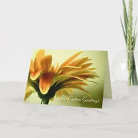 Orange Gerbera Flower w/ Custom Text Greeting Card