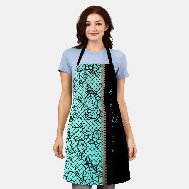 Modern noir lace and zipper illusion apron