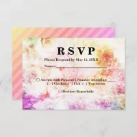 Spring Colors in Abstract & Stripes RSVP Menu Invitation