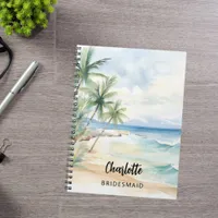 Bridesmaid beach wedding notebook