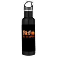 Tis The Season Pumpkin Leaf Latte Fall Thanksgivin Stainless Steel Water Bottle