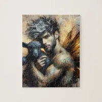 Male Fairy With Black Lamb Jigsaw Puzzle