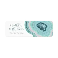 Agate Geode Glitter Wedding Teal ID647 Label