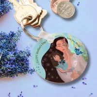 Love you MOM with a little girl  Keychain