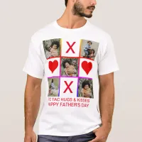 Photo Collage Tic Tac Toe Hugs Kisses Fathers Day T-Shirt