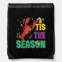 Funny Tis The Season Mardi Gras Crawfish Drawstring Bag