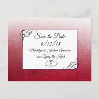 Black Maroon Wedding Save the Date Postcard
