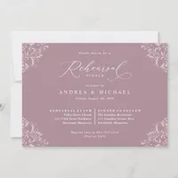 Elegant Mauve Wedding Rehearsal Dinner Invitation