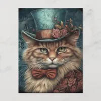 Cute Cat With a Blue Tophat Postcard