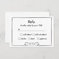 Simple Timeless Handwritten Swan Drawing RSVP Card