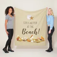 Better At The Beach Seashells Fleece Blanket