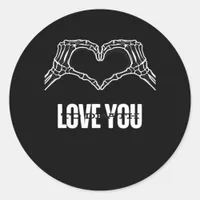 To Death Skeleton Heart Hands Classic Look Classic Round Sticker