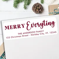 Holidays Custom Merry Everything Return Address Label