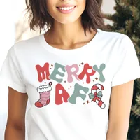 Merry AF Funny Retro Christmas Tri-Blend Shirt