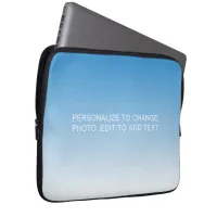 Custom Personalize Photo Art Name Text Blue 13" Laptop Sleeve