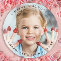 Birthday Modern Simple Cute Custom Photo Classic Round Sticker