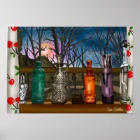 Reflection | Colorful Glass Vases in Window Sill Poster