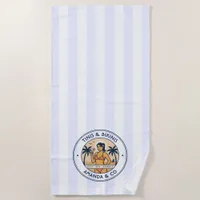 Preppy Coastal Tinis & Bikinis Personalized Beach Towel