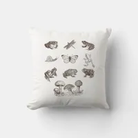 Cottagecore Aesthetic Mushroom Academia Frog Gobli Throw Pillow