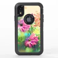 Pink and Coral Watercolor Flowers OtterBox Defender iPhone XR Case