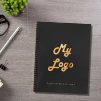 Custom logo image business black gold  notebook