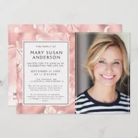 Funeral Foil Florals Celebration of Life Photo Invitation