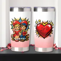 Valentine's Day | Retro Pop Art  Personalized Insulated Tumbler