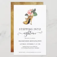 Budget Stepping Into 18 Floral Gold Heels Birthday