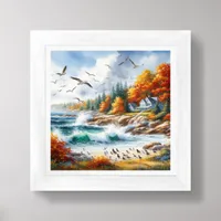 Fall Coastal Beach Art for Small Spaces Framed Art