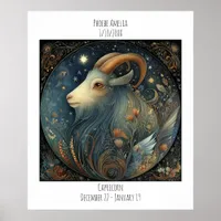 Carpicorn Zodiac Astrology Name & Birthday Poster