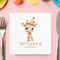 Minimalist Cute Giraffe 2nd Birthday Party Napkins