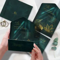 Moonlight Romance Wedding Emerald Green ID881 All In One Invitation