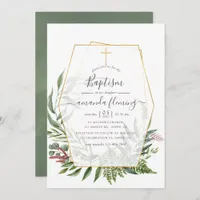 Forest Herbarium Geometric Baptism Invitation