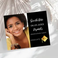 Black white Graduation Party Save the Date budget Flyer