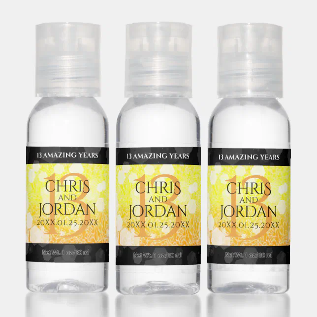 Elegant 13th Citrine Wedding Anniversary Hand Sanitizer