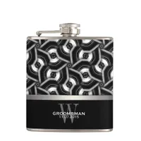 Black White Disc Pattern Groomsmen Gift Hip Fla Hip Flask