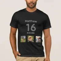 16th birthday custom photo monogram boy T-Shirt