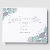 Guest Book Happily Ever After Seashells Lilac Blue