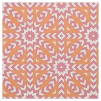 Orange & Pink Stylish Mosaic Geometric Pattern Fabric