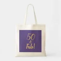 Elegant Purple "50 & Fab!" 50th Birthday Party Tote Bag