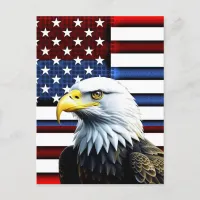 Patriotic American Eagle and US Flag Postcard