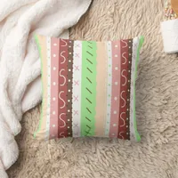 Brown, Burgundy, Green and Mauve Whimsical Throw Pillow