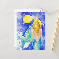 The Mermaid Watercolor Postcard