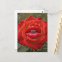Red Rose with Lips Collage Postcard
