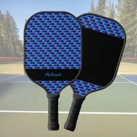 Modern mosaic in black, royal blue, custom  pickleball paddle