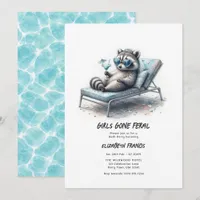 Girls Gone Feral Funny Bachelorette Pool Party Invitation