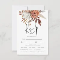 Terracotta Florals QR Meal Choices Wedding RSVP 