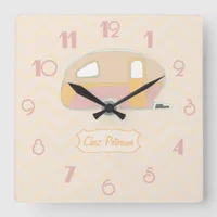 Personalized Retro Vintage Caravan Design Square Wall Clock